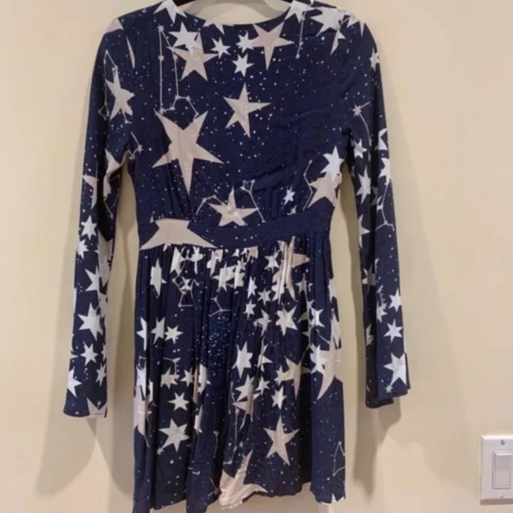 Blue Star Urban Outfitters Little White Lies Bell Sleeve Dress [Extra Small] - Picture 3 of 4